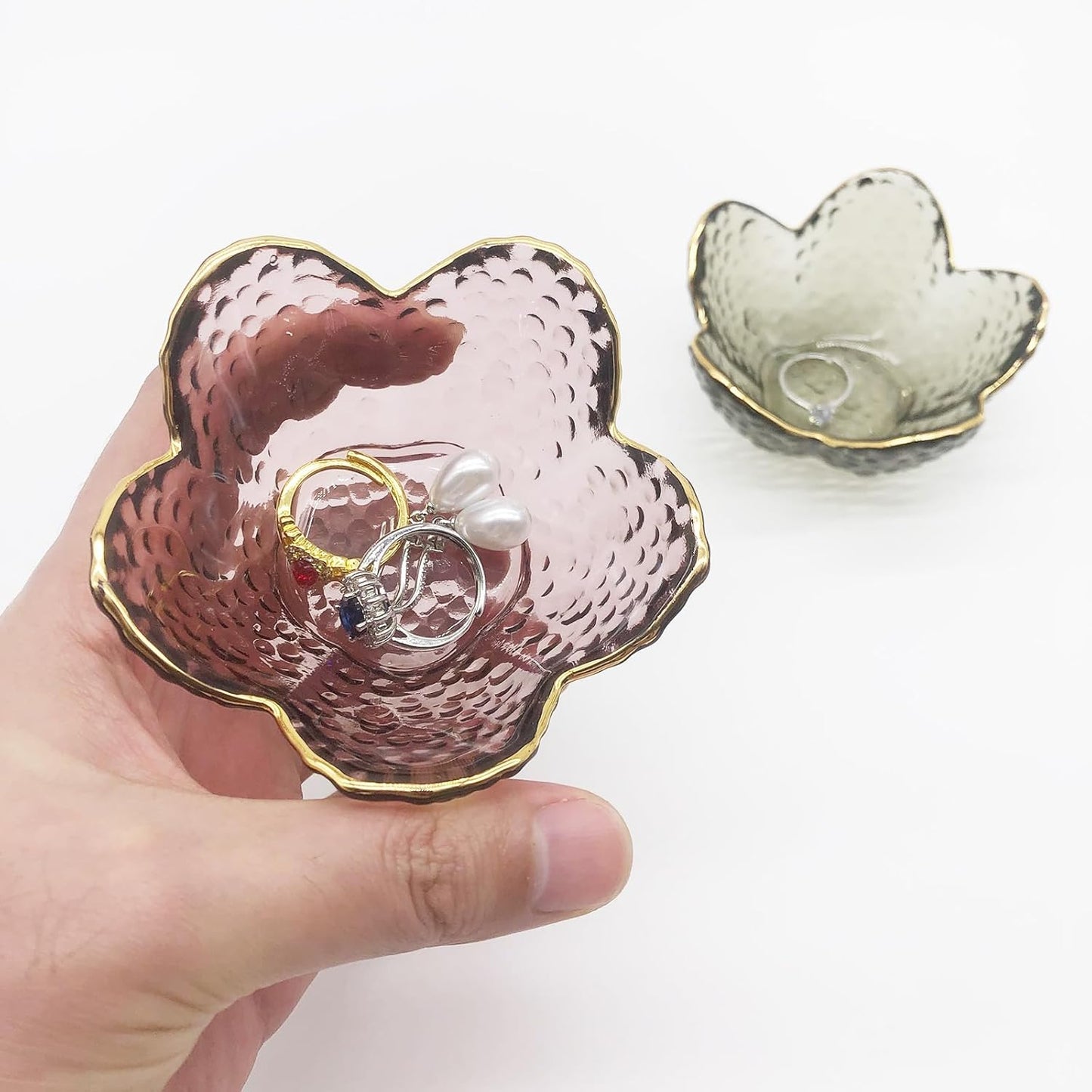 Small Ring Dish Jewelry Tray, Glass Jewelry Dish Trinket Bowl, Crystal Ring Holder Dish Jewelry Plate, Nightstand Decor Jewelry Holder Dish, Engagement Jewelry Bowl Dish for Rings, Earrings