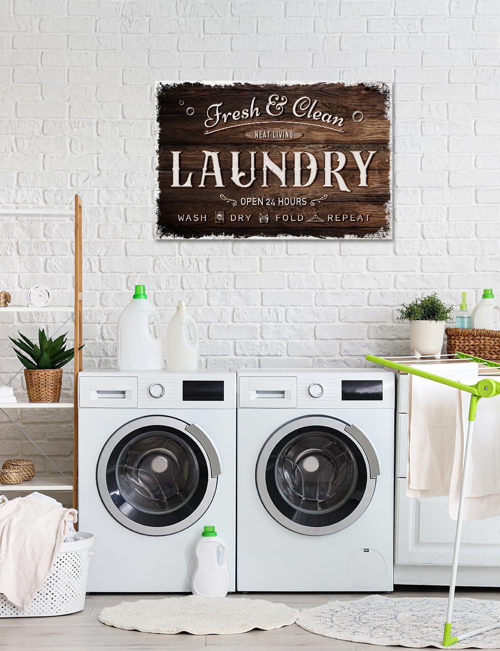 IPIC - Laundry Room Decor, Large Rustic Wall Art Print on Acid-Free Cotton Canvas for Family Laundry Room, Rustic Farmhouse Style Wall Decor for Home, Made in USA