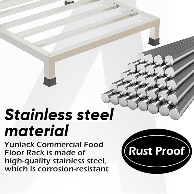 3 Packs Dunnage Rack 19.7x19.7x4 inch Stainless Steel Dunnage Racks Commercial Food Service Storage Rack for Restaurants Kitchen Warehouse Supermarket