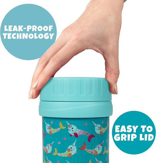 Bentology Insulated 13oz Food Jar for Kids- Hot or Cold Food, Soups, Liquids, Noodles - Wide Mouth Stainless Steel Container & BPA Free, Large Leak Proof thermos for Back to School Lunch Boxes, Bags