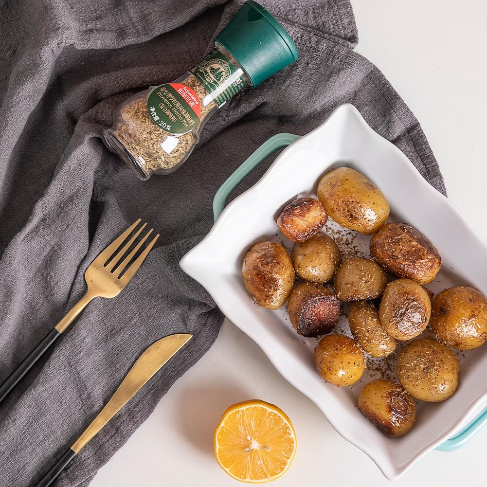 Sweejar Casserole Dishes for Oven, Ceramic Bakeware Set of 3, Rectangular Baking dish with Handles, Wave Edge Lasagna Pan Deep for Cooking, Cake, Dinner, Banquet and Daily Use (Turquoise)