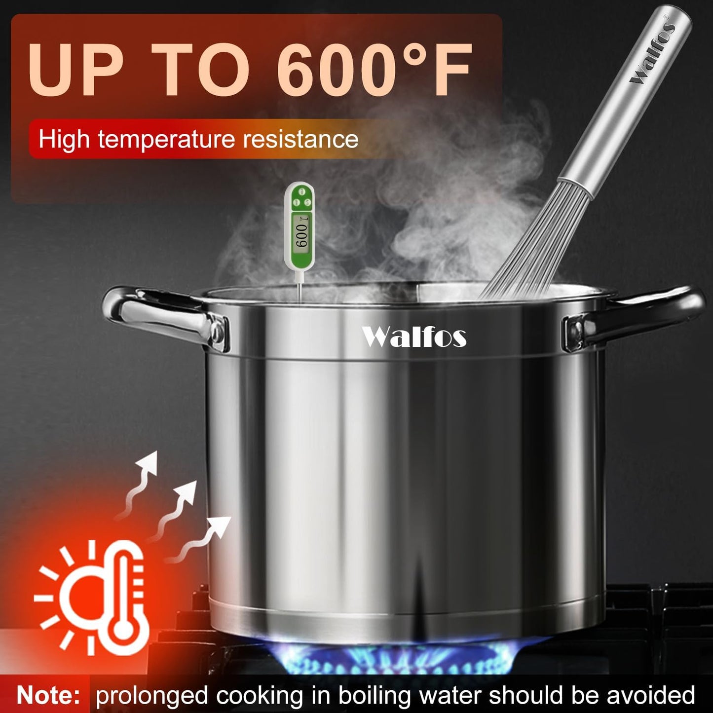 Walfos Whisks Large Whisk Set of 2, Heavy Duty Stainless Steel Wire Whisk Ideal For Beating Eggs, Mixing Batter & Blending Sauces.（13in+17in)