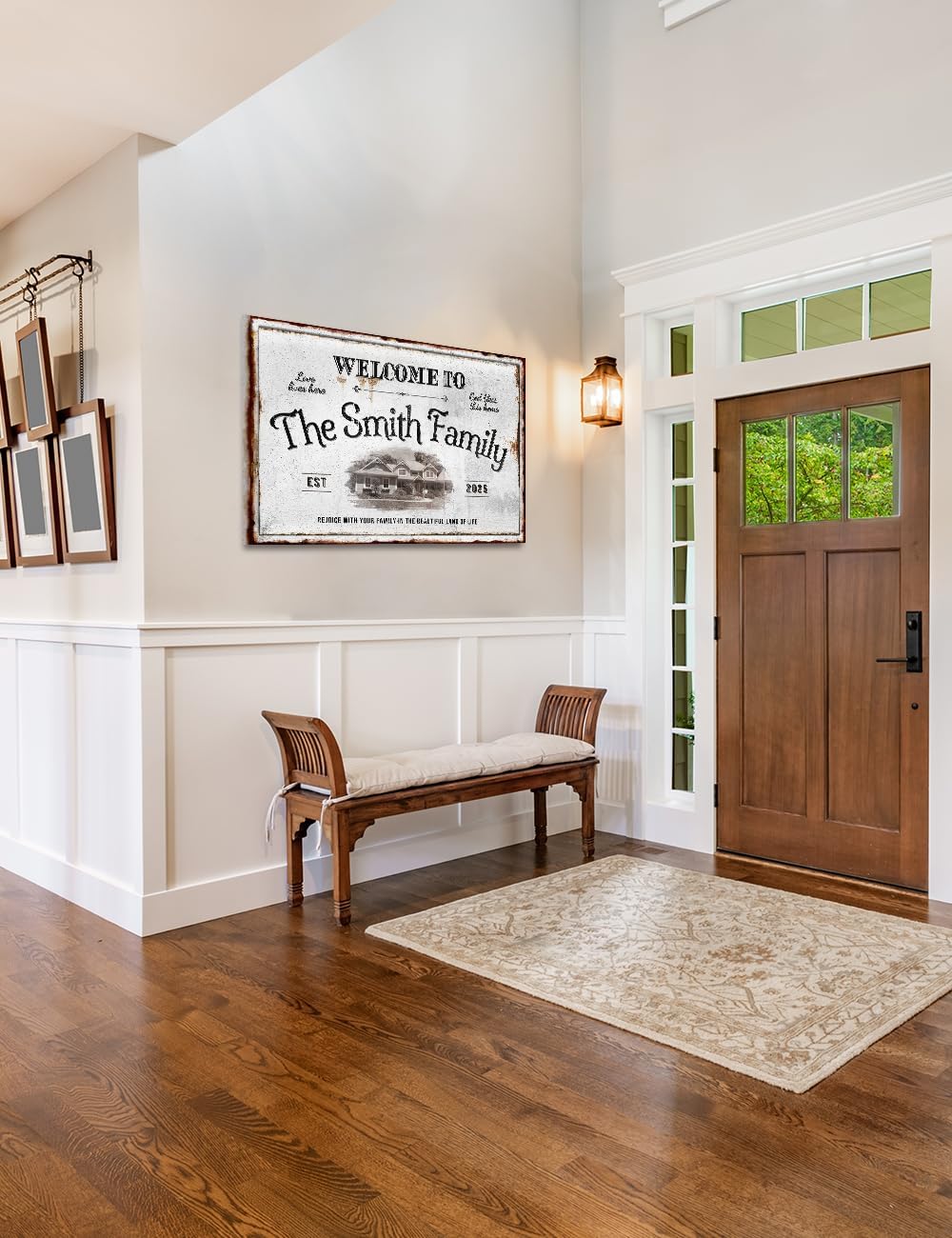 IPIC - Personalized Family Welcome Sign, Large Custom Wall Art with House Photo, Name & Date for Family, Rustic Wall Decor for Home or Entryway, Made in USA