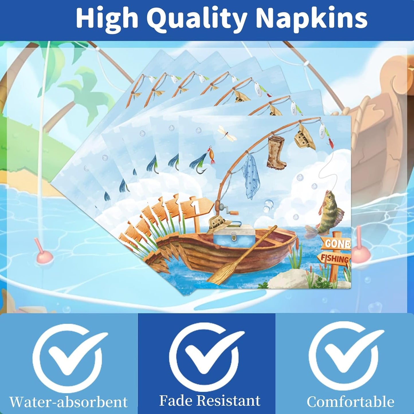 Rakuto Ofishally One Birthday Party Decorations, 96Pcs O Fishally One First Bday Paper Plates and Napkins Tableware Decoration Gone Fishing 1st Forks Decor Fish Themed 1 Years Old Supplies, Serve 24