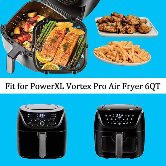 6QT Air Fryer Grill Plate for PowerXL Vortex Pro Air Fryer Plus 6QT, Upgraded Air Fryer Grill Pan Crisping Plate Tray Rack Shelf Grate for 6QT PowerXL Air Fryers, Nonstick, Dishwasher Safe