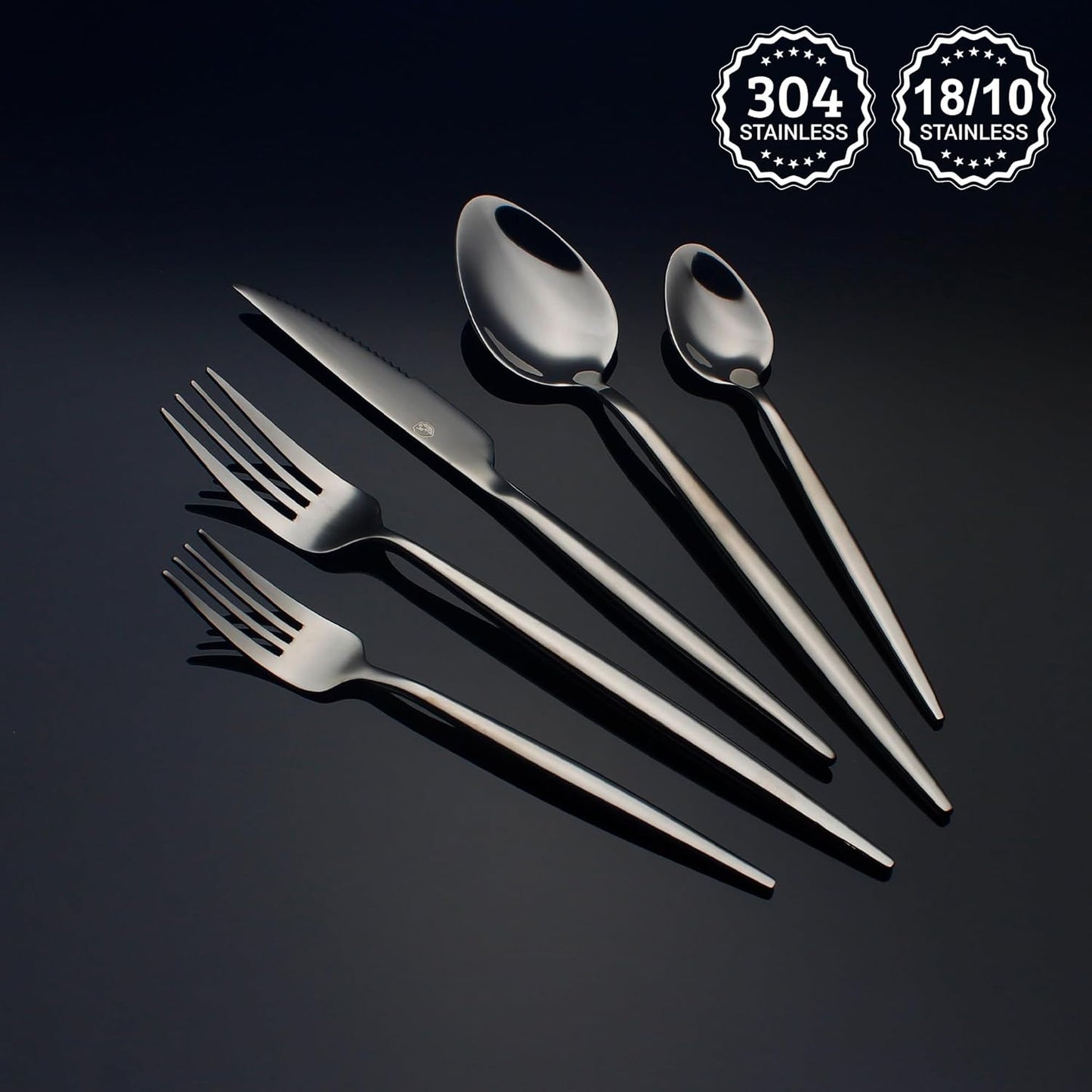 20 Piece Luxury Silverware Set for 4 Black Mirror-Polished 18/10 Stainless Steel Heavy Flatware Set Modern Cutlery Set Knife/Fork/Spoon with Gifts for Home & Restaurant