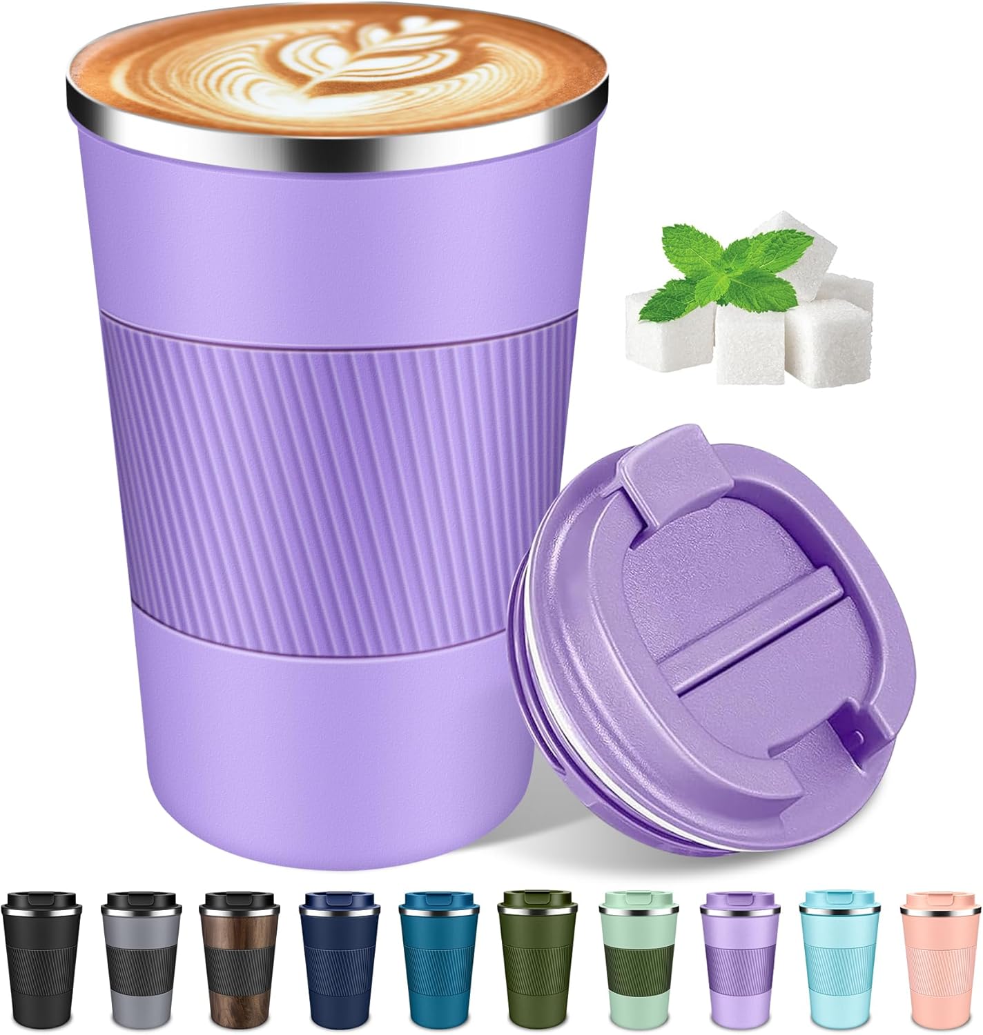 Coffee Travel Mug 12 oz & 17 oz Insulated Coffee Mug with Lid Portable Spill-Proof Coffee Travel Mug No Handle Reusable Stainless Steel Mug Keeps Cold and Hot Suitable for Car, Daily, Travel and Gifts