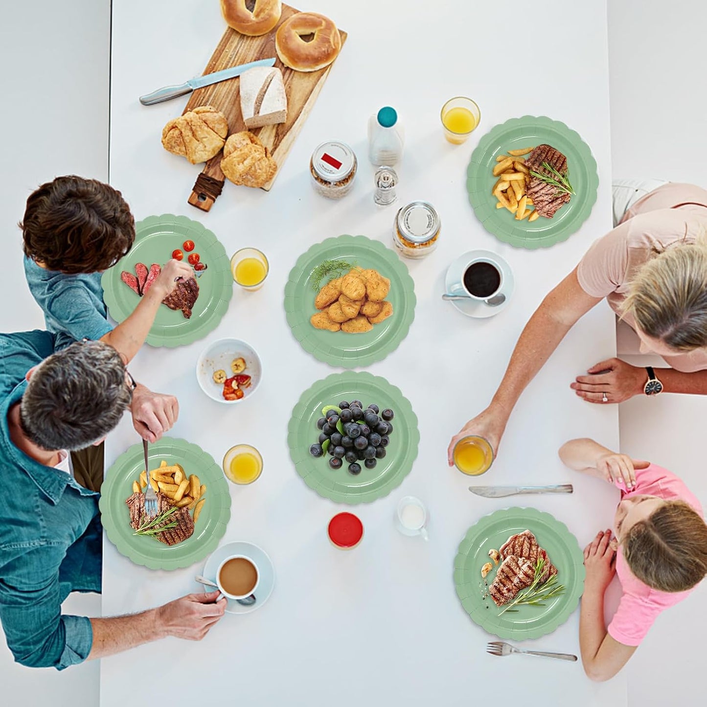 50PCS Sage Green Paper Plates Sage Green Party Supplies 9 Inch Disposable Dessert Plates Birthday Party Plates for Tea Party Baby Shower Wedding Graduation Picnic BBQ