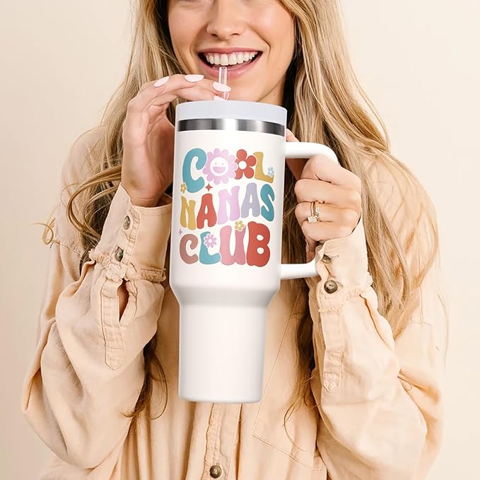Christmas Gifts for Nana, 40 OZ Tumbler Best Nana Gift for Grandma from Granddaughter, Grandson, Grandkids, Cool Nanas Club Insulated Cup Gigi Grandma Birthday Gifts for Grandmother, New Nanas