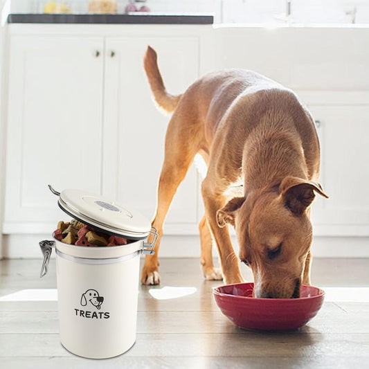 Large 1.8L Metal Dog Treat Container, Airtight Pet Treat Container, Durable Dog Treats Jar with Lid, Dog Treat Organizer for Kitchen Counter, Perfect Dog Cookie Jar for Freshness