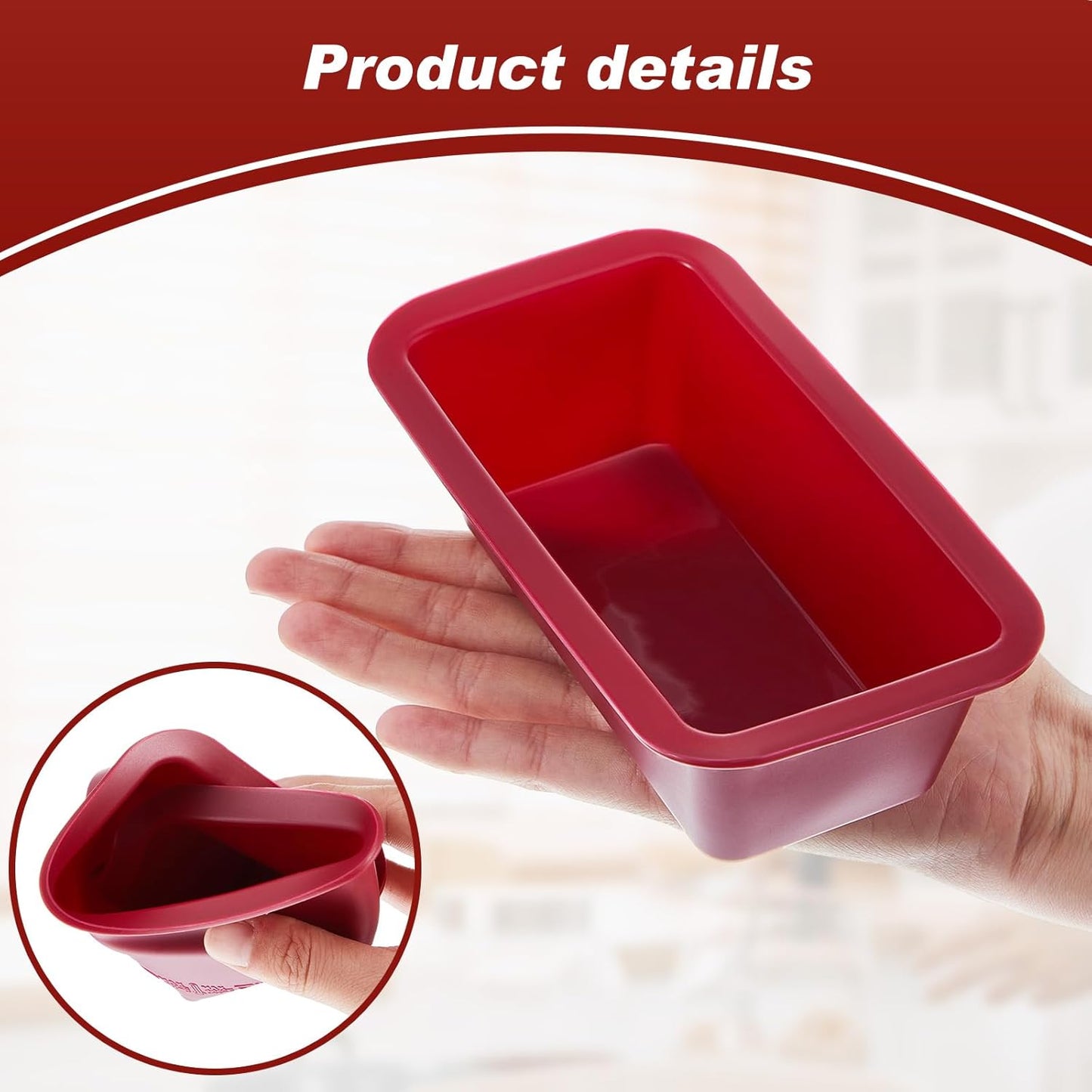 8 Pcs Silicone Mini Loaf Pan Silicone Bread Loaf Pan Rectangle Baking Molds Non Stick for Mini Cake, Homemade, Bread and Meatloaf, Red 6.1 x 3.3 x 1.8 Inch