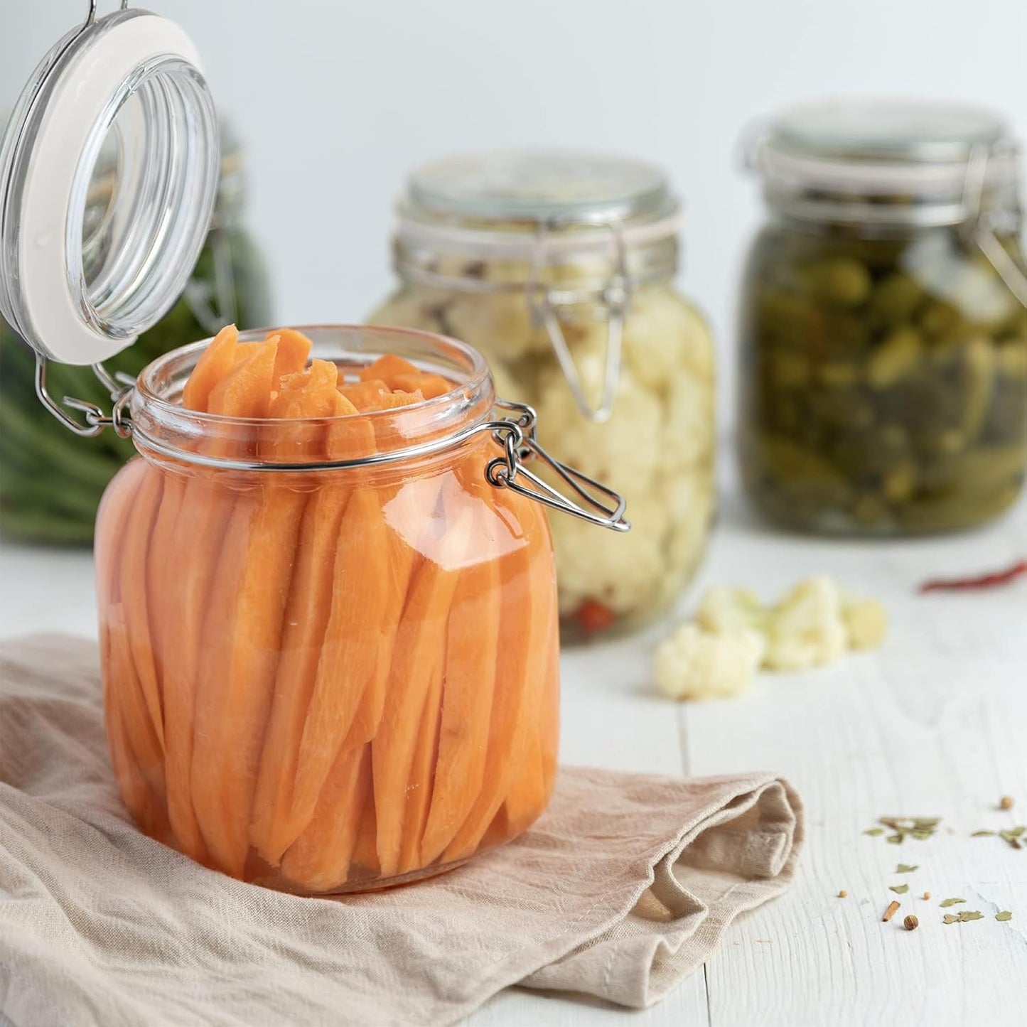 Galashield Glass Jars with Lids Food Storage Jars with Airtight Lids Leak Proof Glass Canisters Kitchen Jars [32 oz]