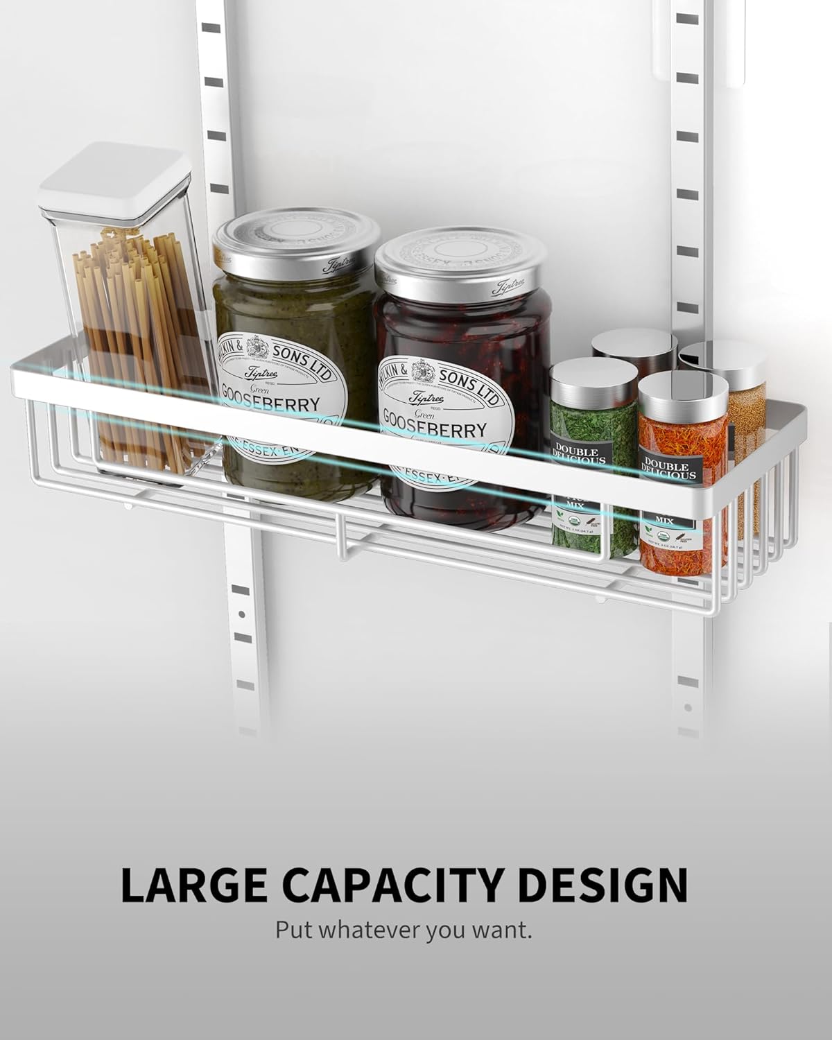 Moforoco White 9-Tier Over The Door Pantry Organizer, Pantry Organization and Storage, Black Hanging Basket Wall Spice Rack Seasoning Shelves, Home Bedroom Storage