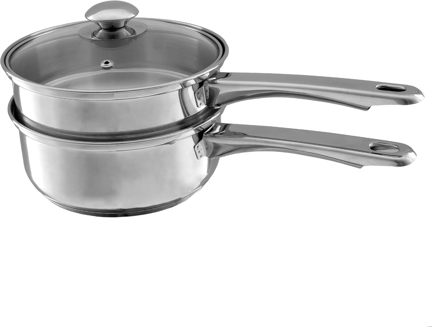 6 Cup Double Boiler Pot Set – 1.5 Quart Stainless-Steel Saucepan 2-in-1 with Vented Glass Lid – Kitchen Cookware with Measurements by Classic Cuisine