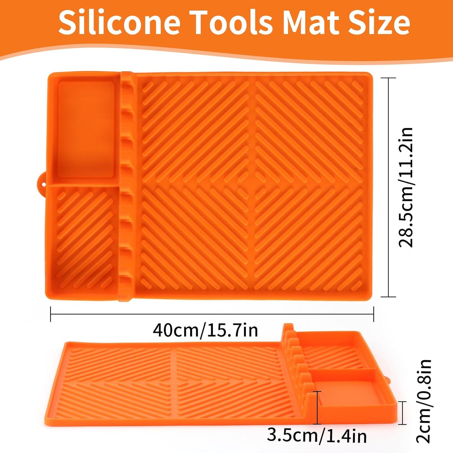 Silicone Griddle with Drip Pad Spatula Mat Barbeque Grill Accessories Tools for Blackstone, Side Shelf Pad for Outdoor Kitchen Counter, Cooking, Countertop (Orange)