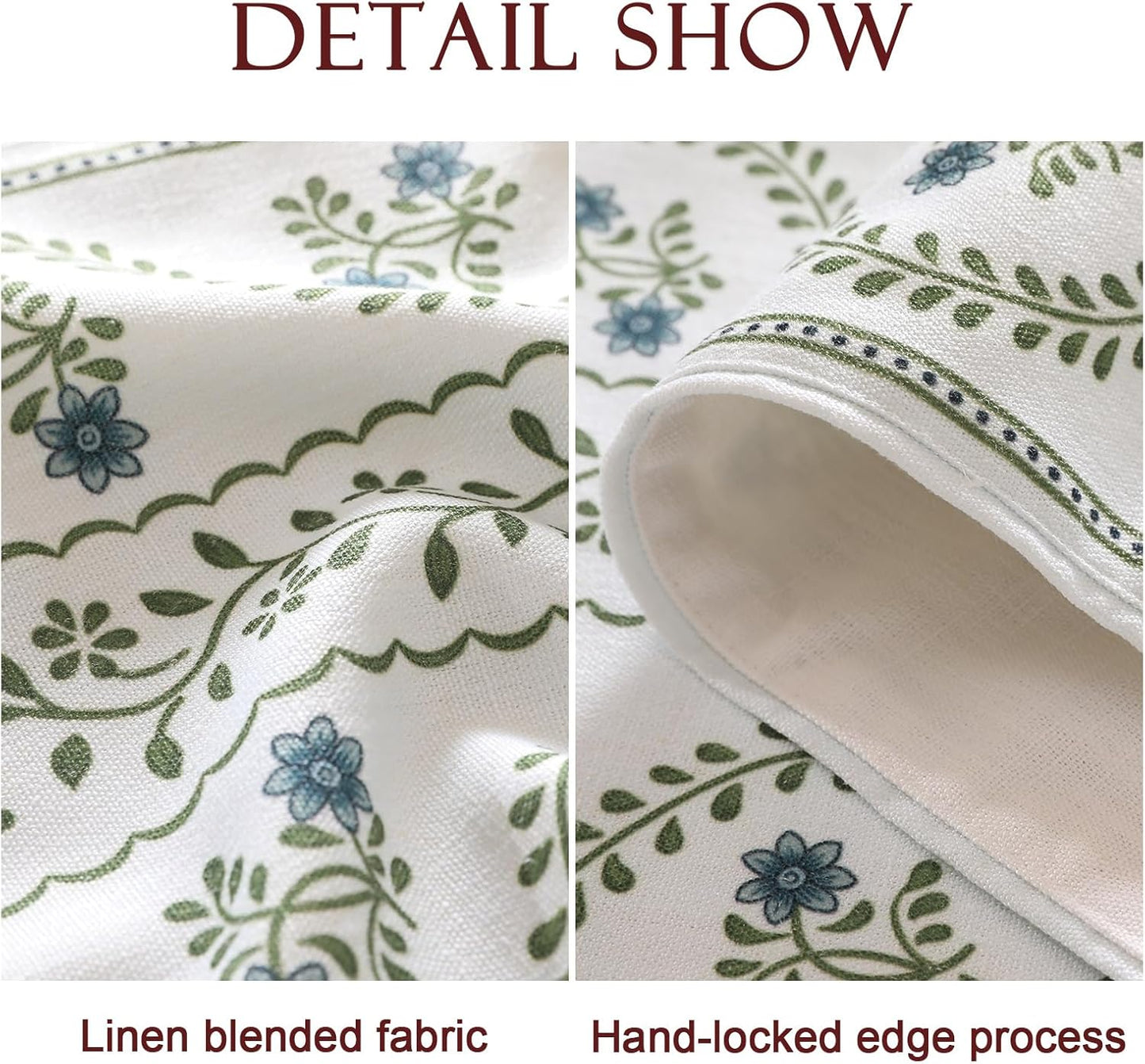 ISAENNE Designer White Elegant Linen Table Runner 102 Inches Long,Chinoiserie Floral Decor Durable Table Runners for Dining Tables,Thanksgiving,Kitchen Tables,Christmas,12"*102"-Mosella D