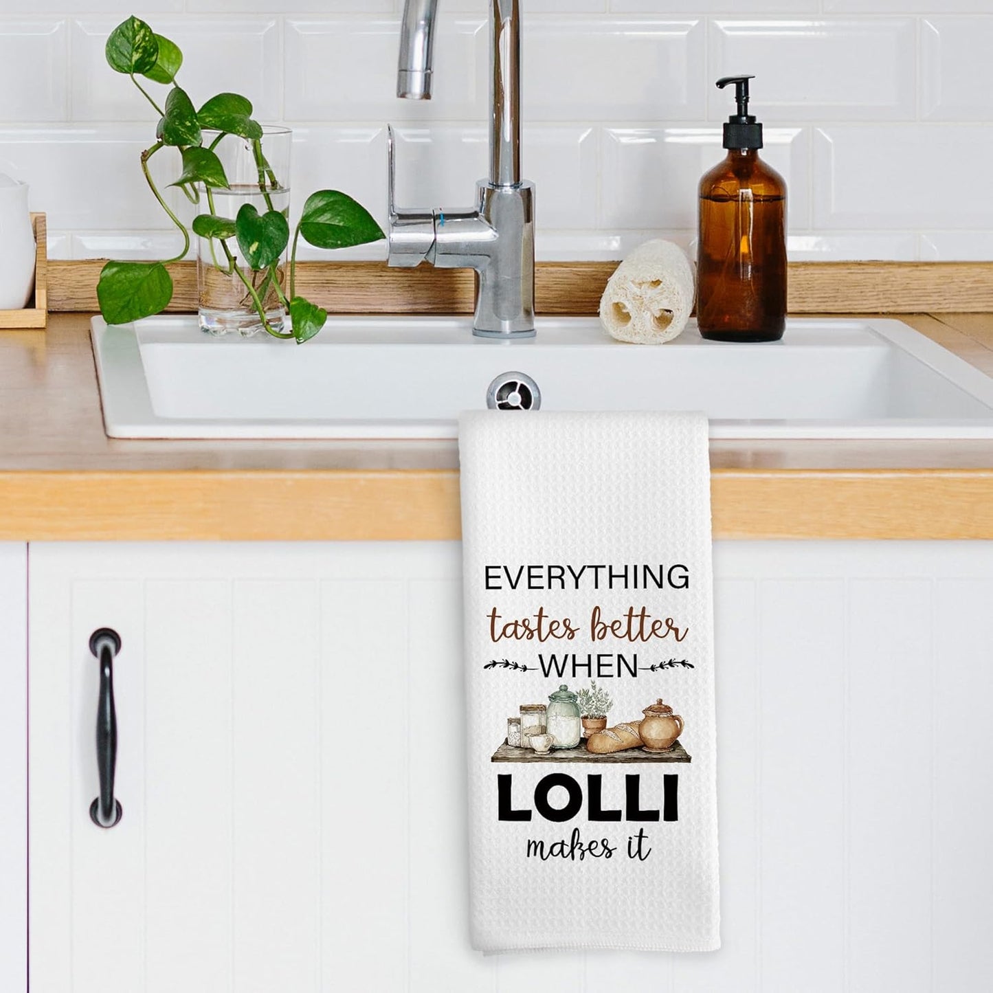 Lolli Gifts Kitchen Dish Towels, Grandma Grandmother Gifts for Lola Women from Grandsons Grandchildren, Watercolor Cooking Utensils Hand Towels Kitchen Tea Towels Decorations, 16x24inch