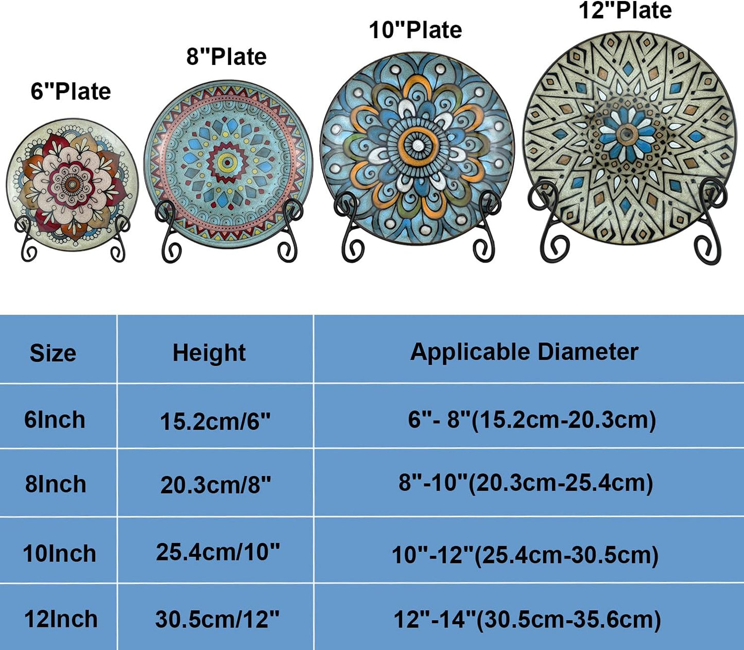 Plate Stand, 8 Inch Plate Holder Display Stand 2 Pack, Black Metal Picture Stand Picture Frame Easel for Home Office Exhibition Reception