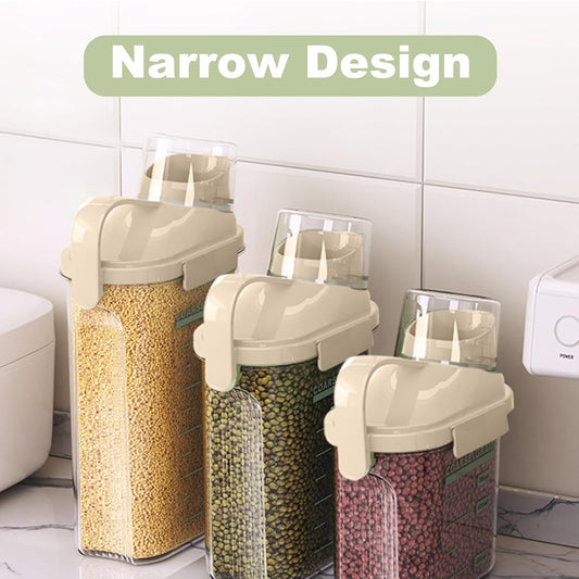 1 Piece Cereal Containers Storage, 2.5L/85oz Rice Airtight Storage Container, BPA Free Clear Plastic Cereal Dry Food Flour Bin, Dog Cat Food Dispenser with Measuring Cup, for Kitchen Pantry