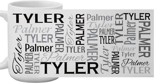 Let's Make Memories Personalized Your Name Signature Mug - Custom 15oz Coffee Mug - Stocking Stuffer - For Christmas Gray
