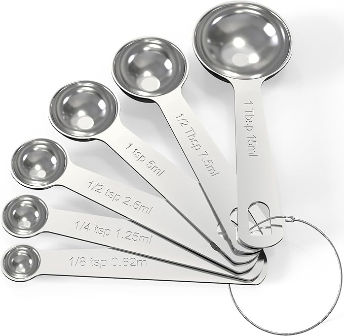 TILUCK Stainless Steel Measuring Spoons Set,Coffee Scoop Spoon,Kitchen Gadgets for Cooking & Baking,Set of 6