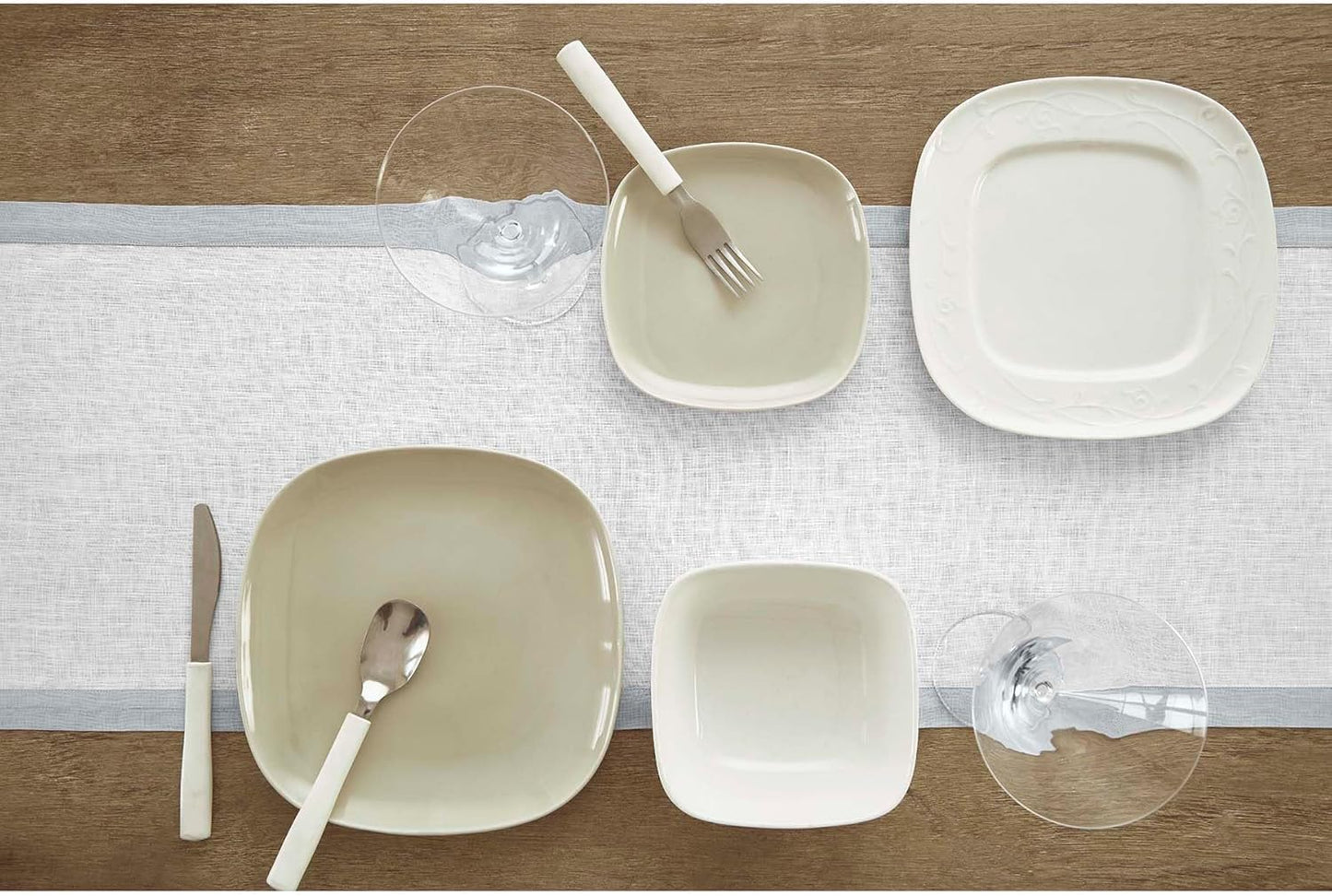 Solino Home Linen Table Runner 72 Inches Long - 100% Pure Linen Soft Grey and White Dining Table Runner 14 x 72 Inch for Fall, Autumn, Thanksgiving, Christmas - Classic