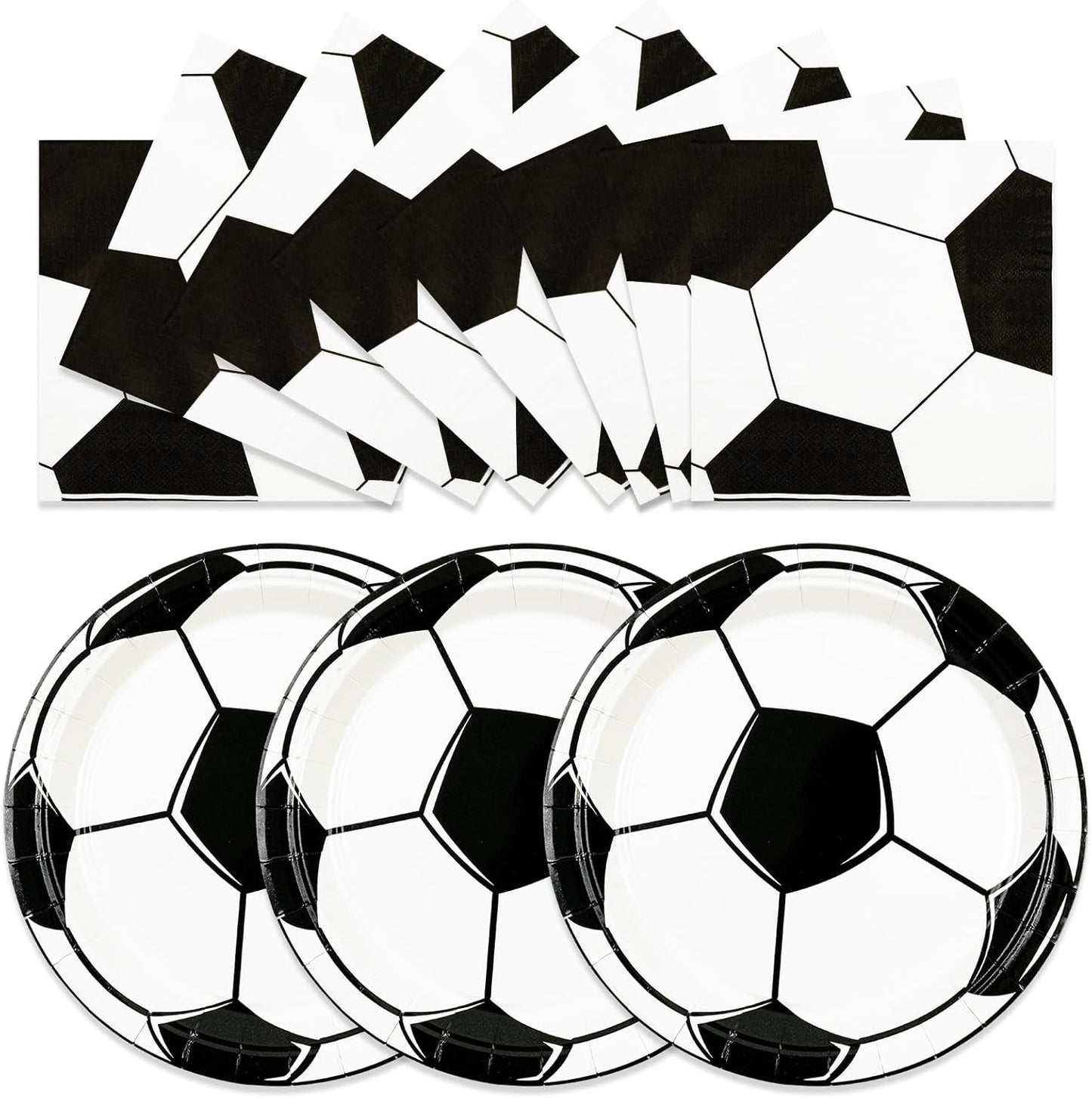 50PCS Soccer Plates and Napkins Party Decorations, 7inch Disposable Soccer Themed Birthday Paper Plates and Napkins Tableware Set Sports Party Supplies for Birthday Baby Shower Game Favors