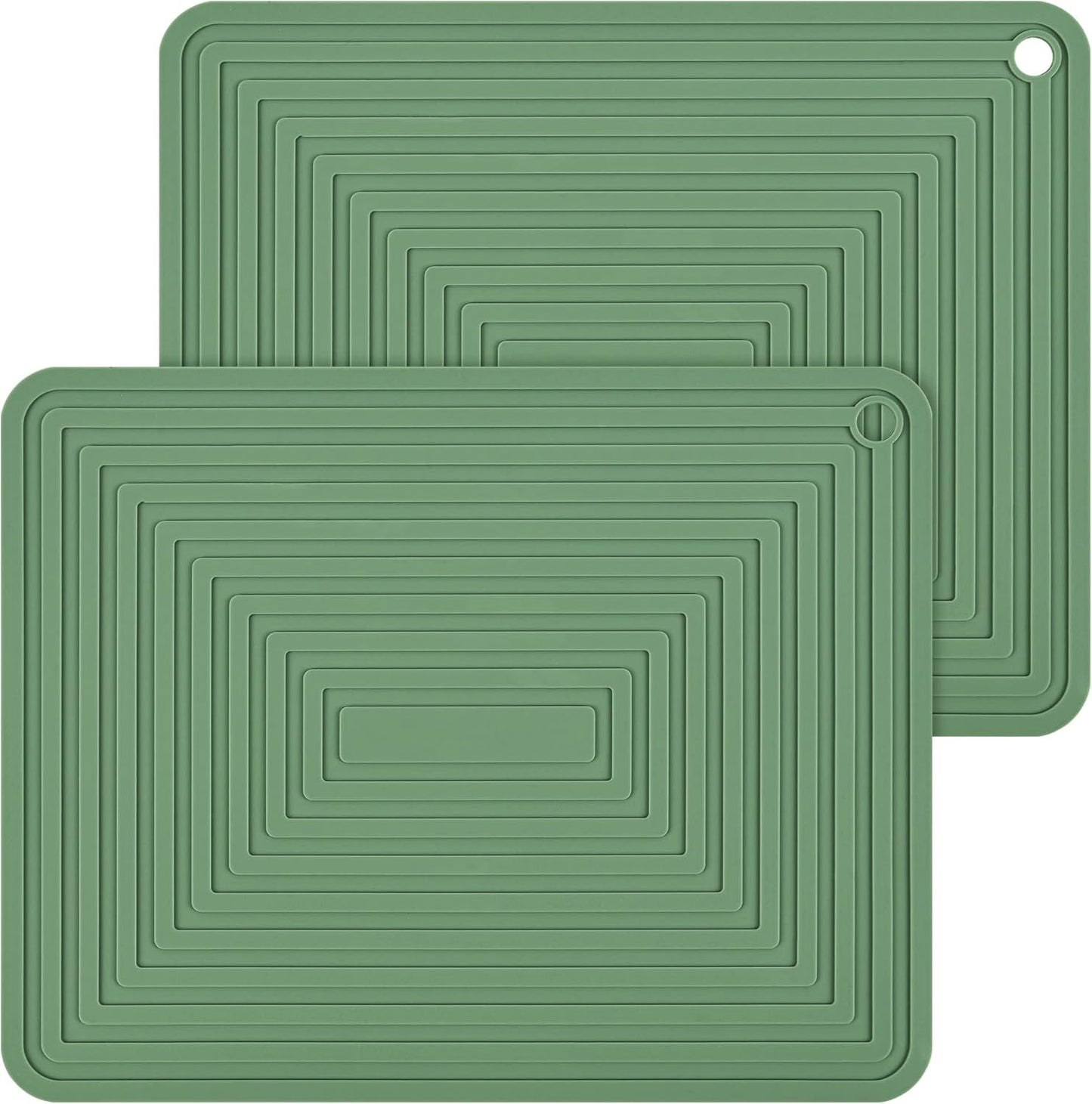 Silicone Trivets for Hot Dishes, Trivet Mat Hot Pads for Kitchen, Trivets for Hot Pots and Pans, Silicone Pot Holders, Trivets for Quartz Countertops, Heat Resistant Mats Set 2 Olive Green