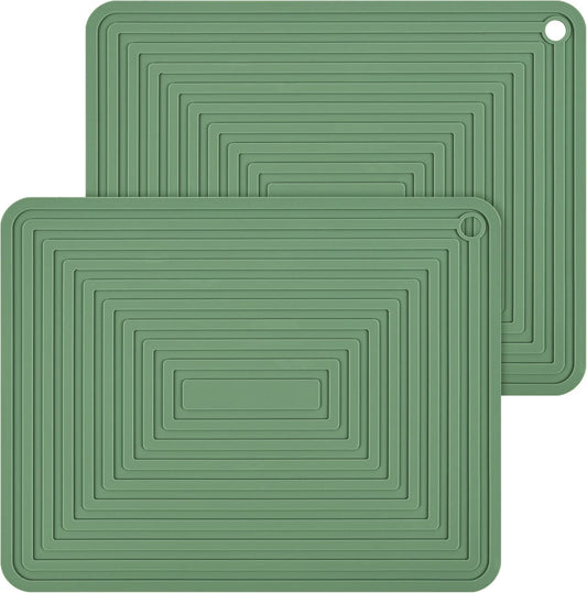 Silicone Trivets for Hot Dishes, Trivet Mat Hot Pads for Kitchen, Trivets for Hot Pots and Pans, Silicone Pot Holders, Trivets for Quartz Countertops, Heat Resistant Mats Set 2 Olive Green