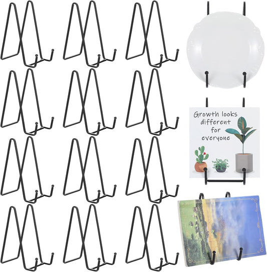 12 Pack Plate Stands for Display 6 Inch Plate Holder Display Stands Picture Frame Holder Metal Frame for Decorative Supplies, Book, Photo, Easel, Platter, Tabletop Art