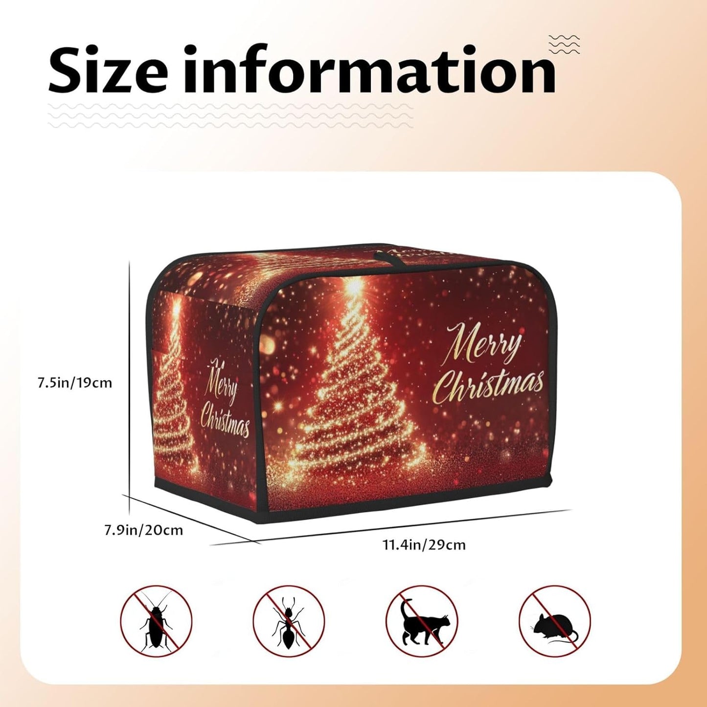 Toaster Cover 2 Slice Christmas Tree Xmas Red Kitchen Small Appliance Covers with Pockets Dust and Fingerprint Protection