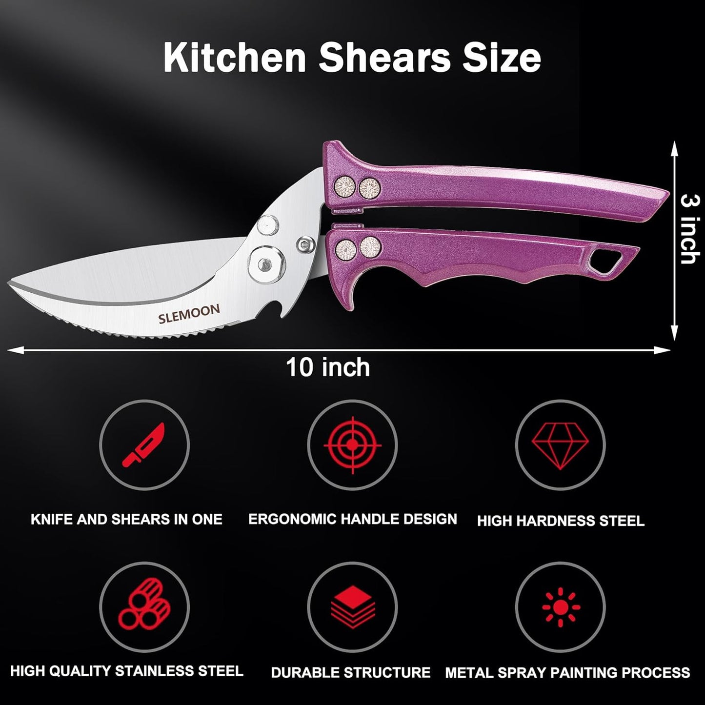 Heavy Duty Poultry Shears Meat Cutting Dishwasher Safe and Food Stainless Kitchen Shears Kitchen Scissors for Chicken Turkey Thanksgiving,Gift Box,purple