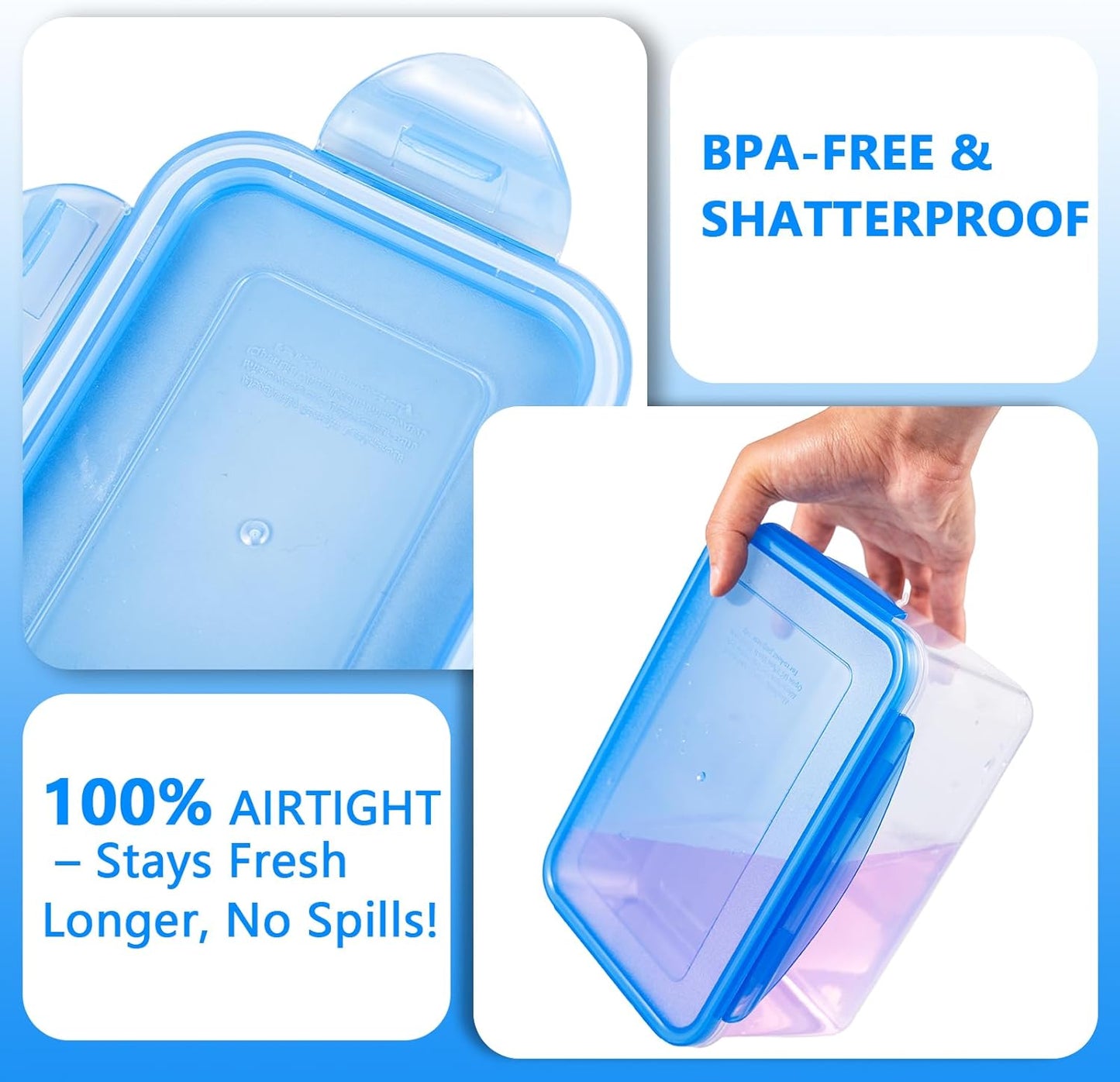 Airtight Food Storage Containers with Lids, BPA Free, Leakproof, Stackable Space Saving Design, Microwave, Dishwasher, Freezer Safe for Meal Prep, Keep Salad Fresh, Set of 9 [10oz-254oz]