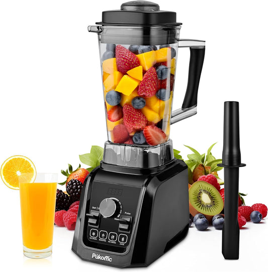 Pukomc Blender for Smoothies with 65Oz Large Capacity, 1200W Powerful Motor Blenders for Kitchen, 4 Presetting & 9 Speeds, Countertop Blenders for Ice Crush, Ice Cream, Frozen Drinks, with LED Display