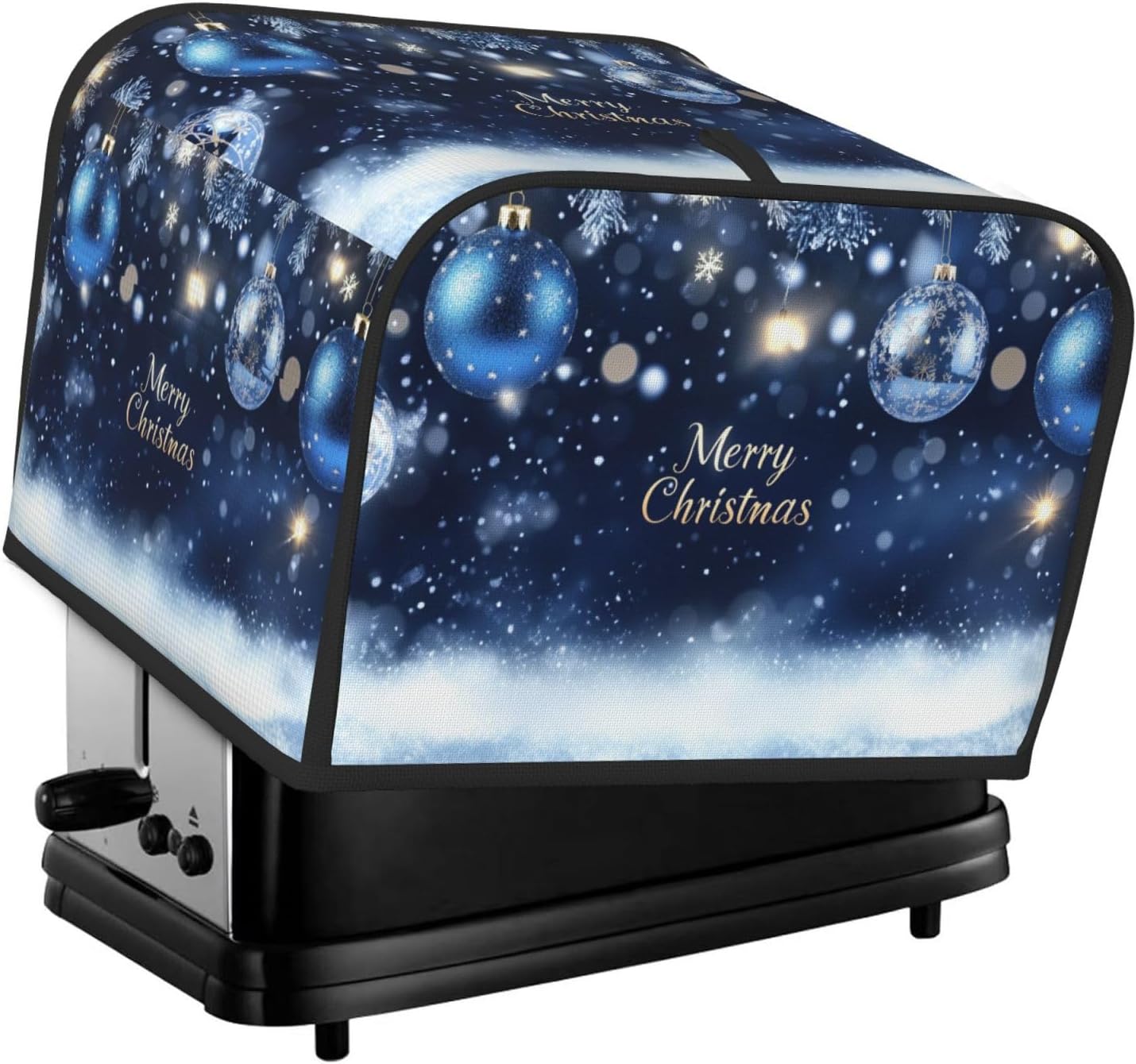 Toaster Cover 4 Slice Christmas Ball Blue Snow Winter Kitchen Small Appliance Covers with Pockets Dust and Fingerprint Protection