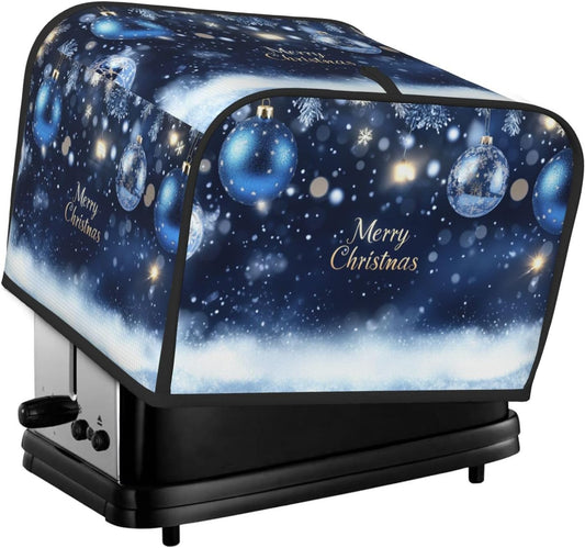 Toaster Cover 4 Slice Christmas Ball Blue Snow Winter Kitchen Small Appliance Covers with Pockets Dust and Fingerprint Protection