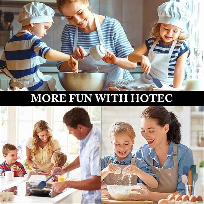 HOTEC Heat Resistant 600℉ BPA-Free Silicone Rubber Spatula Set for Baking, Cooking, and Mixing Non Stick Dishwasher Safe, Neutral Set of 5