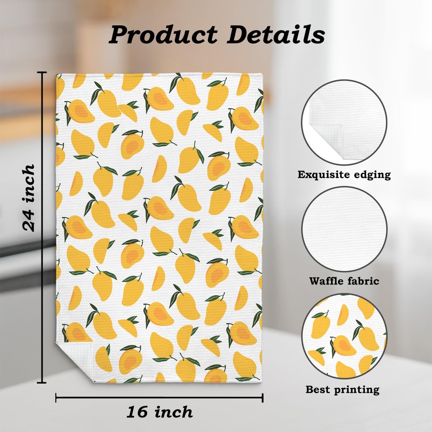 Mango Decor Kitchen Towel, Mango Hand Towel Dish Towel for Kitchen Bathroom Decor, Fruit Lover Gifts, 16x24 Inches