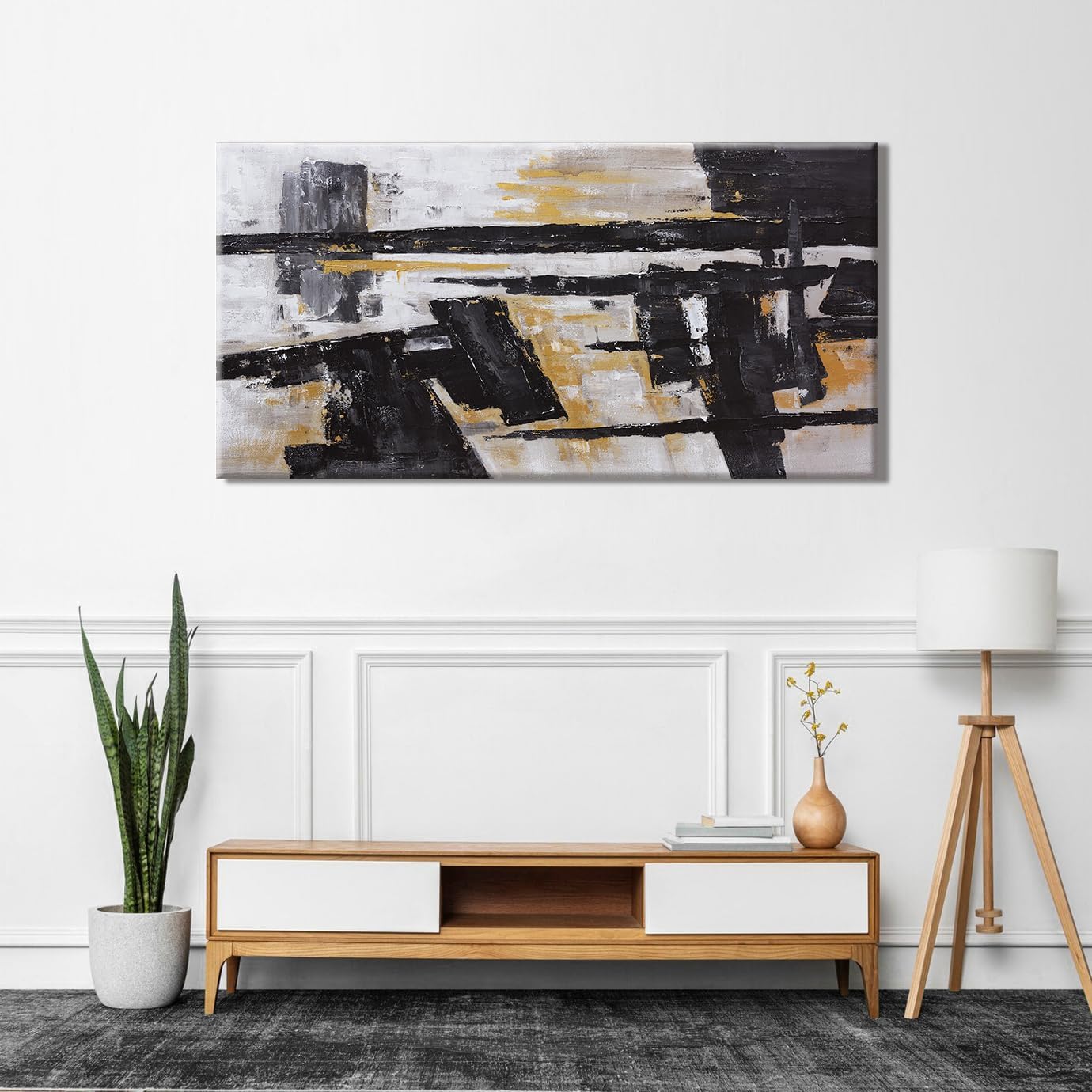 Black And Gold Abstract Wall Art Small Size Artwork Home Decoration Artwork Decor Modern Minimalist Canvas Painting Living Room Decor For Bedroom Office Wall Decor 20"X40"