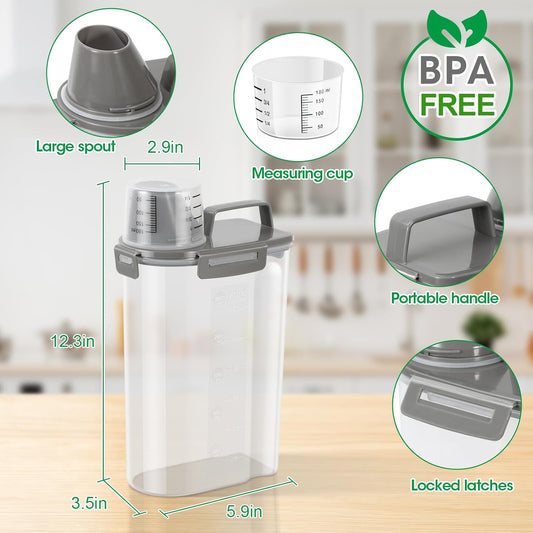 TBMax Rice Storage Container 3 to 5 Lbs - Small Cereal Oatmeal Flour Container with Easy Pouring Spout & Cup, Portable Pet Dog Cat Food Dispenser for Small Spaces, Travel, or Daily Use