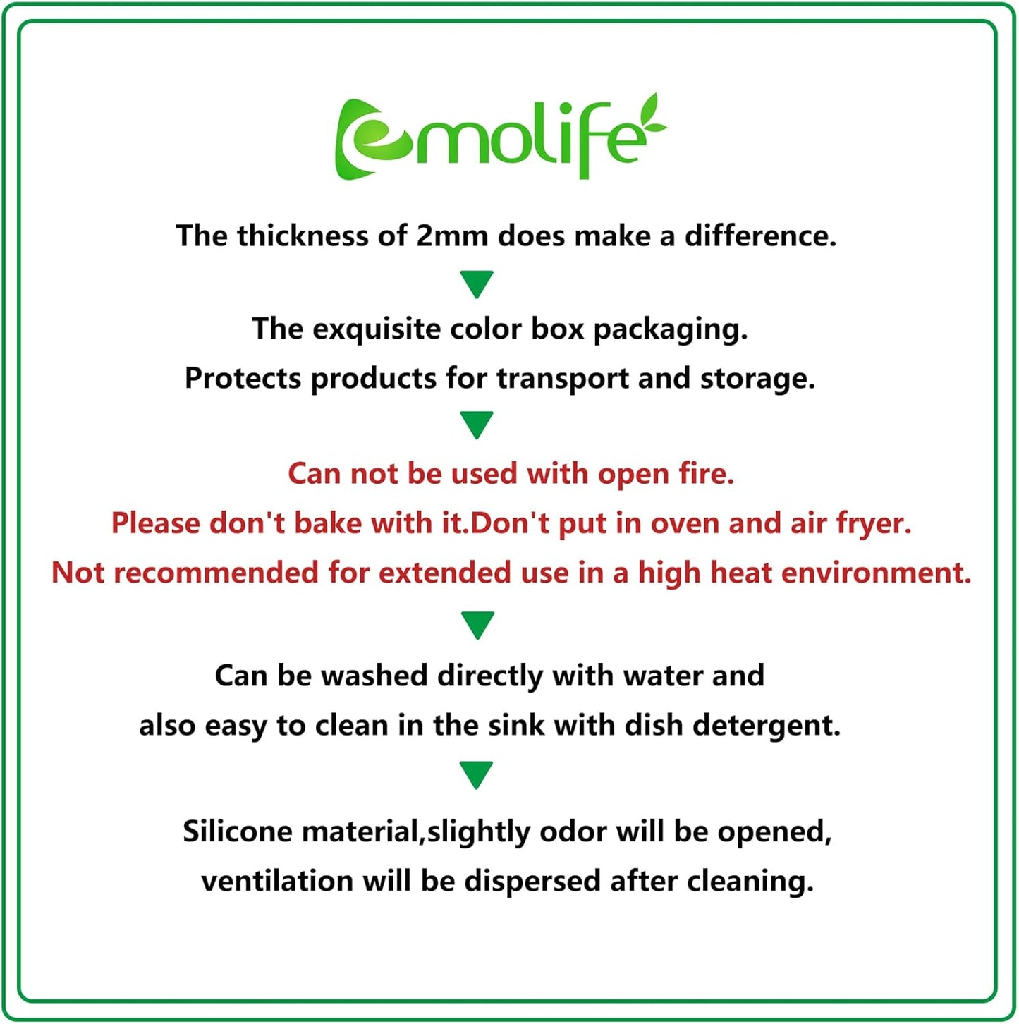 emolife Silicone Mats for Kitchen Counter, Thick 2mm, Countertop Protector, Heat Resistant Mat, Non-Slip (Dark Grey)