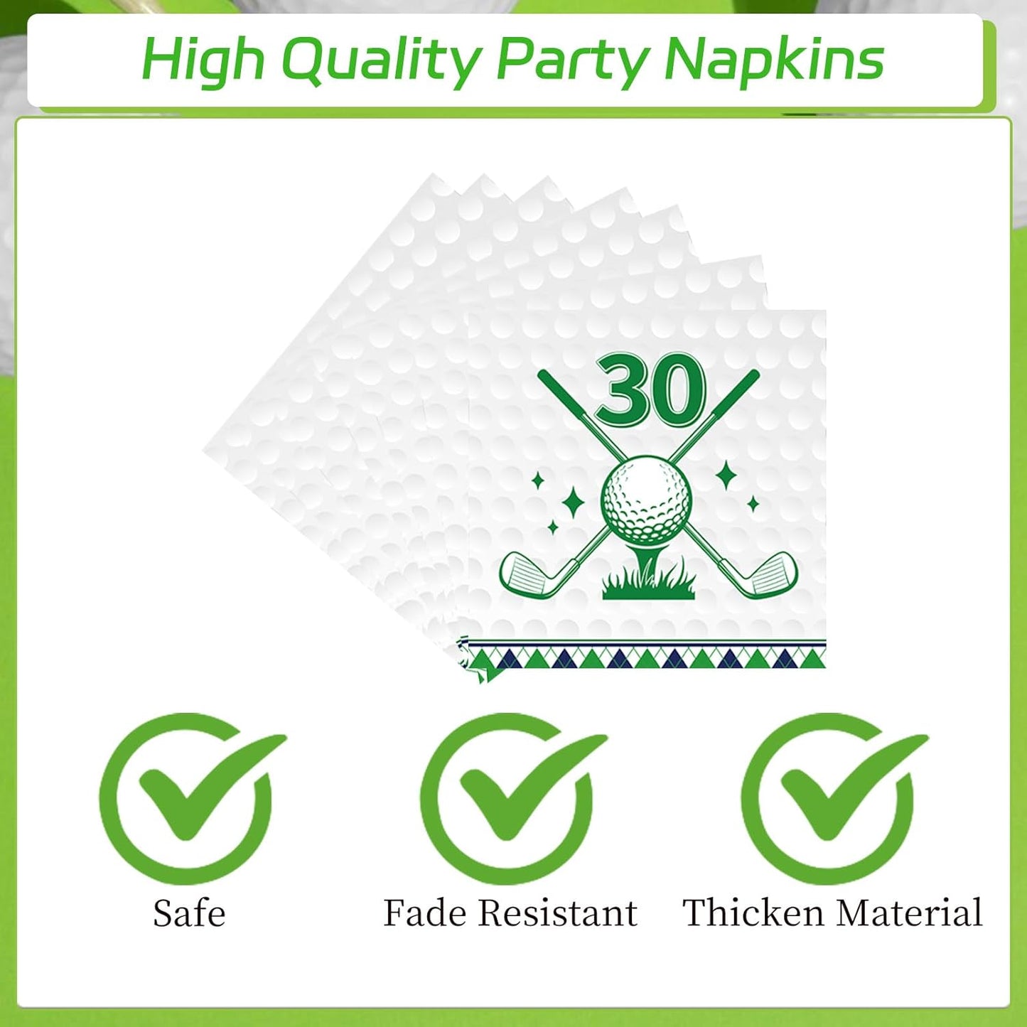 Rakuto Golf 30th Birthday Tableware Decorations for Him, Golf Theme Thirtee Birthday Party Plates Napkins and Forks, Disposable Paper Plates Supplies Decor Serves 24