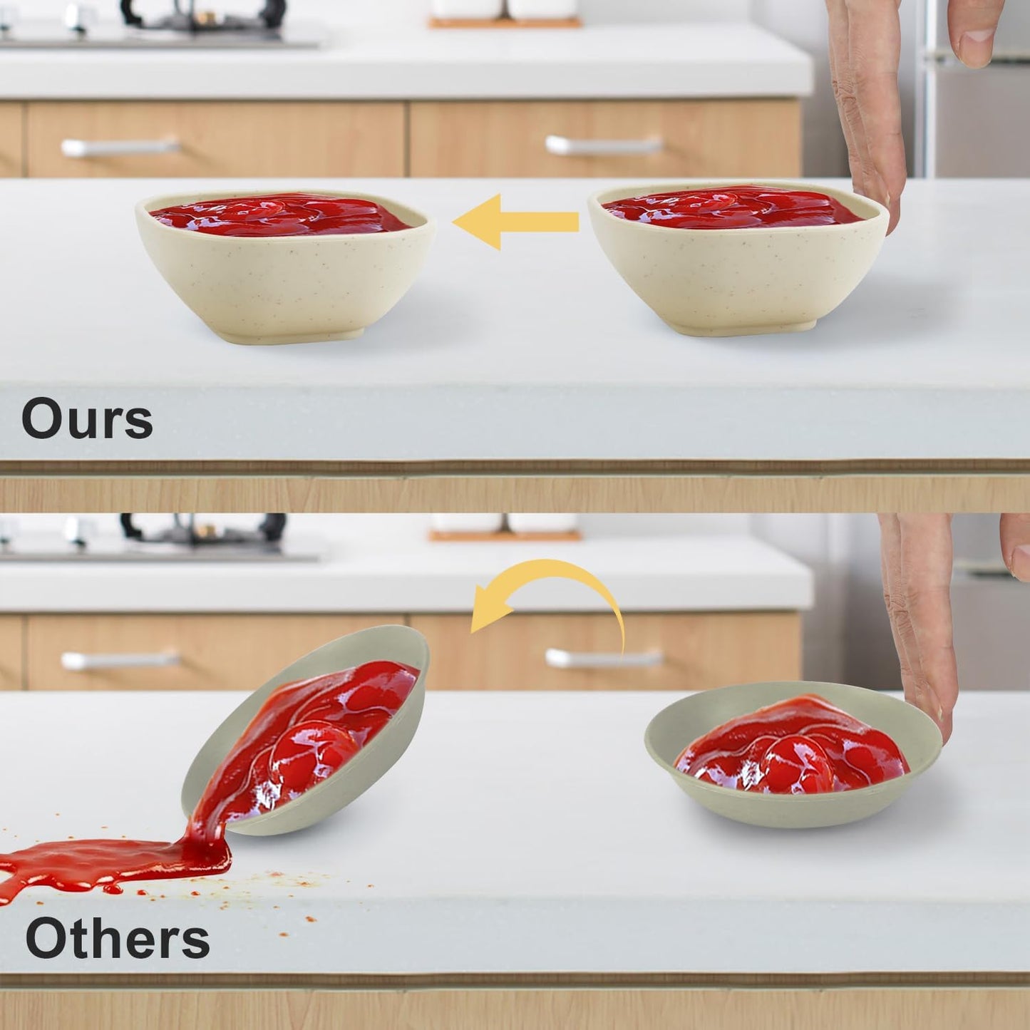 Wrova 6-Pack Wheat Straw Dipping Bowls, 5oz - Unbreakable, Microwave & Dishwasher Safe for Ketchup, Sushi, Condiments - Beige Series