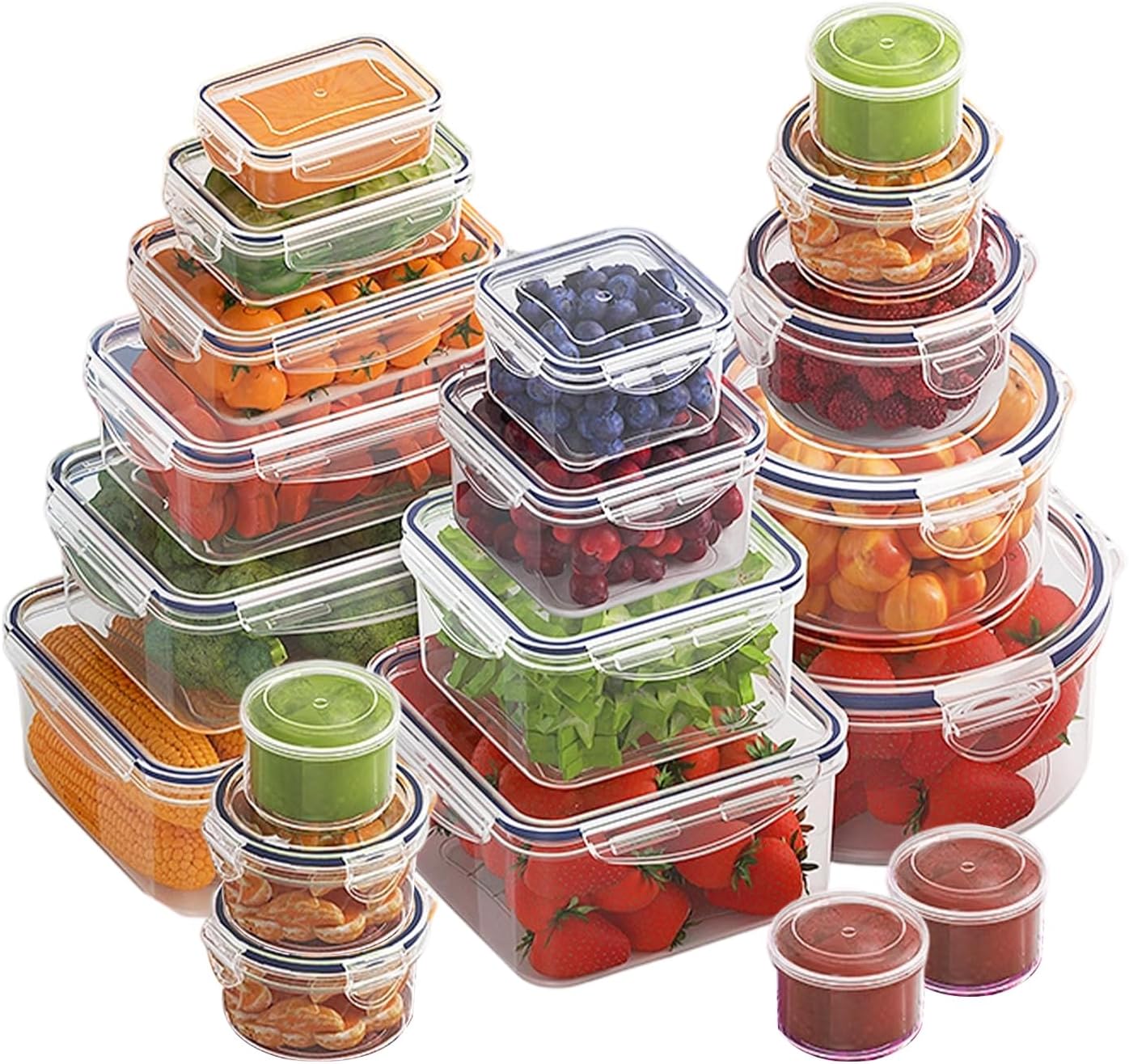 40 PCS Plastic Food Storage Containers with Lids Airtight, BPA-Free Leakproof Meal Prep Container Set for Kitchen Storage Reusable, Microwave Dishwasher Safe Stackable with Labels & Marker