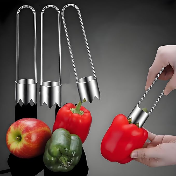 Fruit and Vegetable Corer Pepper Seed Apple Remover Bell Pepper Tomato Corer Tool Stainless Steel Kitchen Gadget