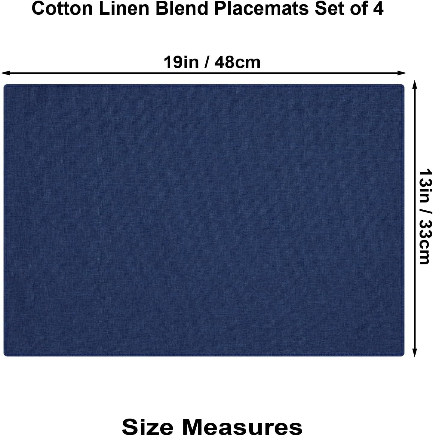 Cloth Placemats Set of 4, Cotton Linen Blend Machine Washable Double Layered Place Mats, Heat Resistant Placemats Wrinkle Free Thick Fabric Dining Table Mats for Indoors & Outdoors (Navy Blue, 4)