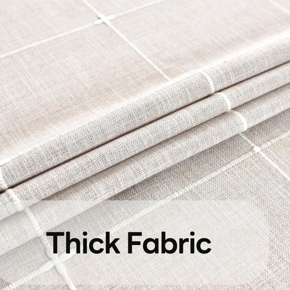 Heavy Duty Cotton Table Cloth for Square Table Farmhouse Vintage Tablecloth Washable Rustic Table Cover (Linen, 52''x52'')