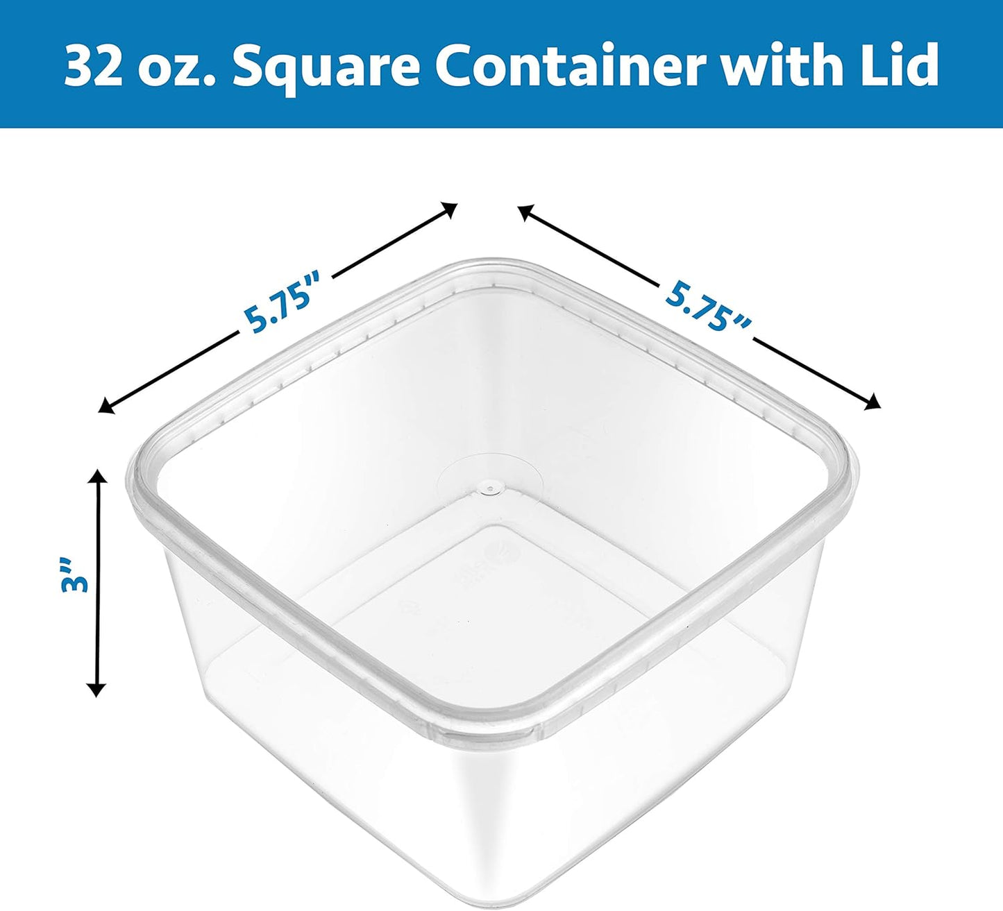 NYHI 32 oz 20 Pack Square Clear Deli Containers with Lids Disposable BPA Free Square Plastic Food Storage Containers with Lids Airtight for Meal Prep Take Out Kitchen