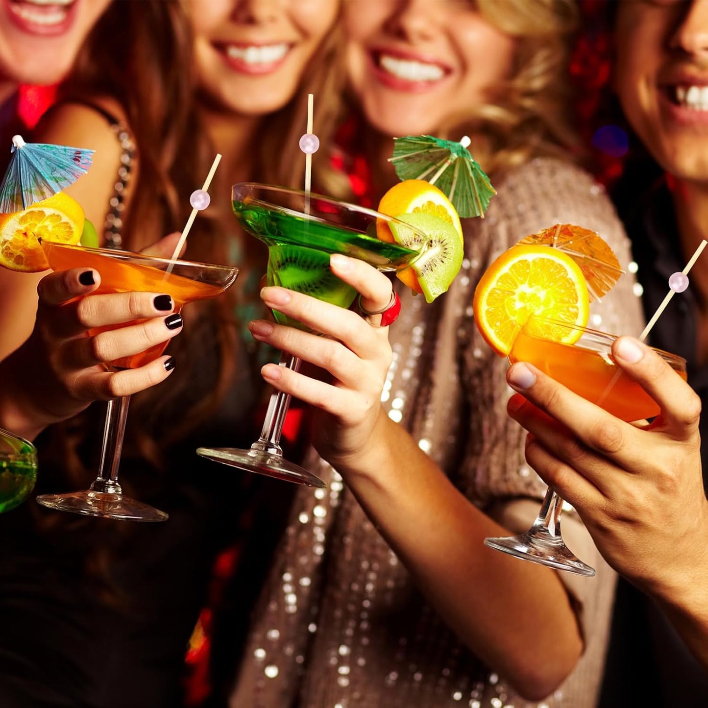 500 Pcs Pink Cocktail Toothpicks for Appetizers, Natural Bamboo Coctail Skewers Sticks, Pearl Decorative Cocktail Tooth Picks for Drinks, Fruit, Charcuterie, Wedding Food Party Fancy 4.7 Inch Long