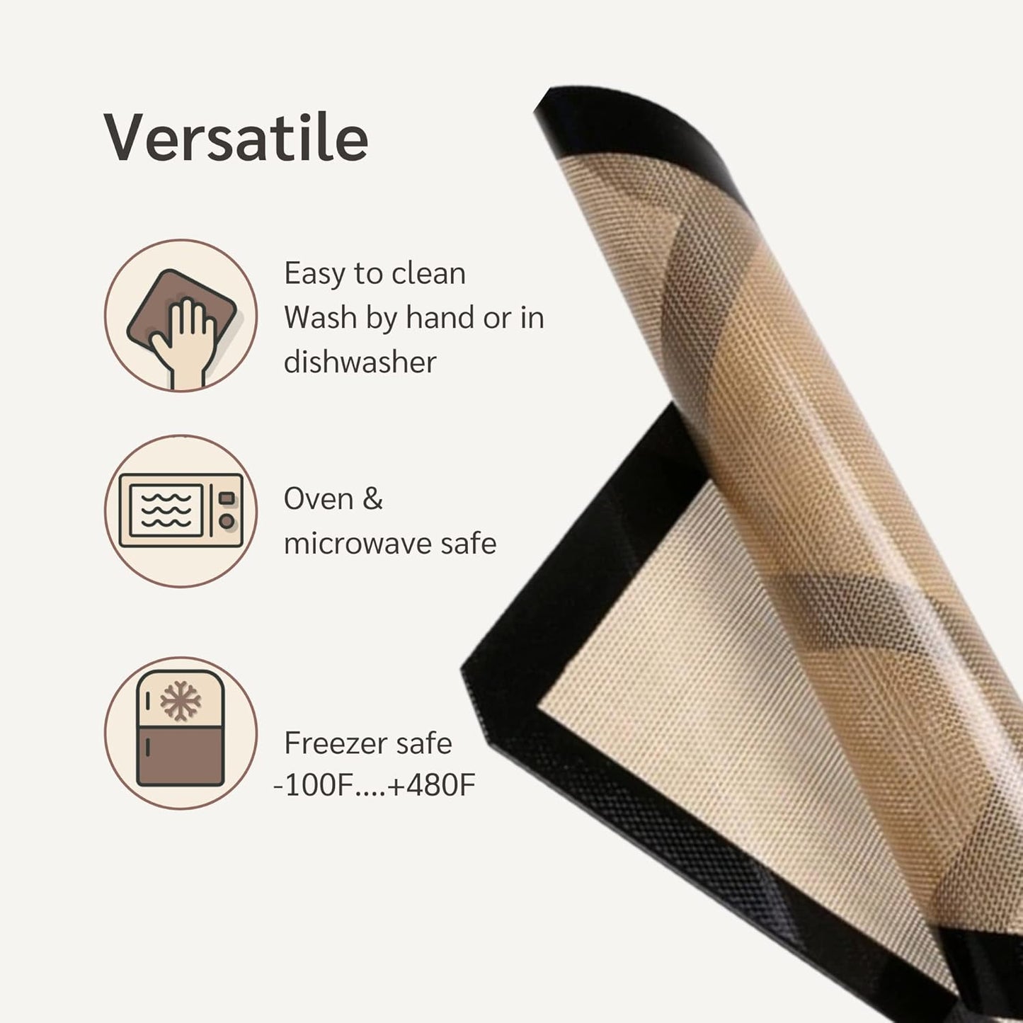 HAPPIELS NonStick Baking Mats for 15 inch Sheets 2-Pack | Silicone Nonstick Baking Mats 10 x 15 inches | Cookie Sheet Mat 10x15 | | Silicon Mats 15x10 in